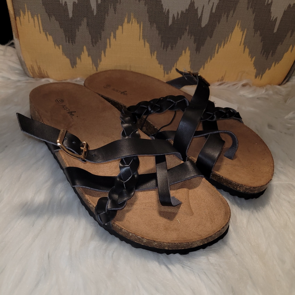 Elegant Black Braided Women's Sandals